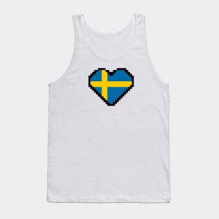 Swedish Flag Pixel Art, Sweden Flag  pixel art Tank Top